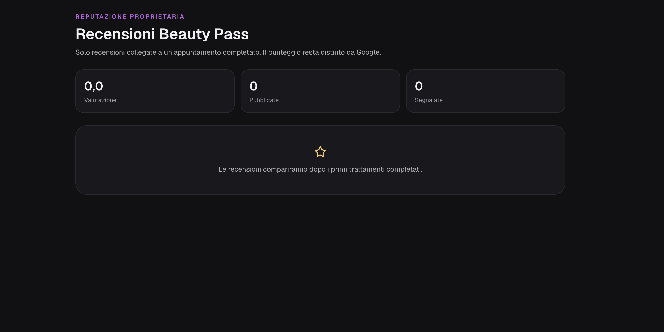 Recensioni Beauty Pass collegate solo ad appuntamenti completati